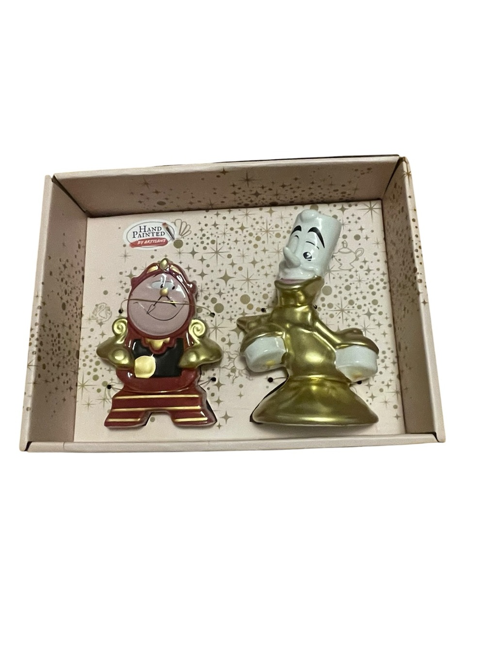 Disney Beauty and the Beast Figurine Set - Cogsworth & Lumière - NWT